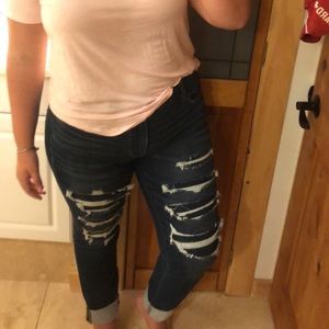 AEO patches hole jeans